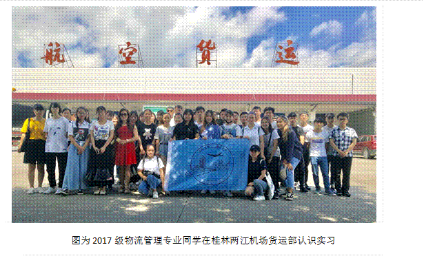说明:  ,图为2017级物流管理专业同学在桂林两江机场货运部认识实习